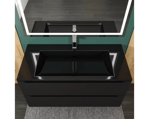 Раковина для ванной полувстраиваемая Uperwood Infinity 100х45х15,3 см, черная глянцевая