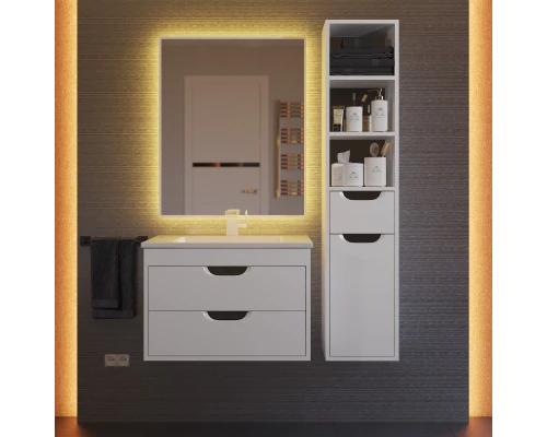 Тумба под раковину для ванной Uperwood Modul (65 см, подвесная, матовая, белая/графит)