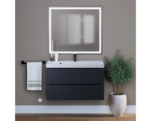 Тумба под раковину для ванной комнаты Uperwood Tanos подвесная (90 см, черная)