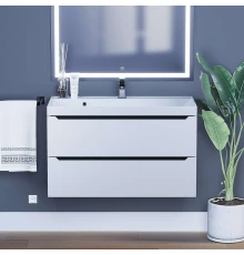 Тумба под раковину для ванной комнаты Uperwood Tanos подвесная (90 см, белая/графит)
