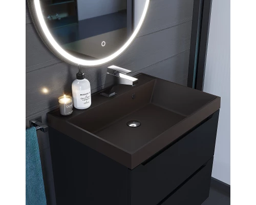 Раковина кварцевая для ванной Uperwood Classic Quartz (70 см, коричневая матовая, трюфель)