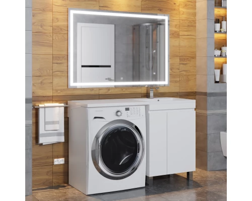 Тумба с раковиной под стиральную машину Uperwood Magenta (60/120 см, напольная, белая, с дверцами, правая)