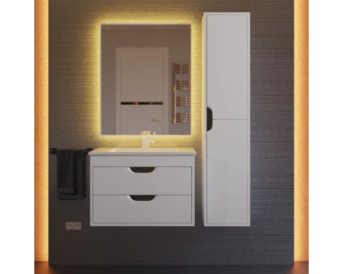 Тумба с раковиной для ванной Uperwood Modul (65 см, подвесная, матовая, белая/графит)