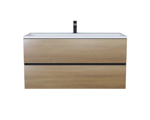 Тумба под раковину для ванной Uperwood Barsa (100 см, подвесная, черная/дуб сонома)