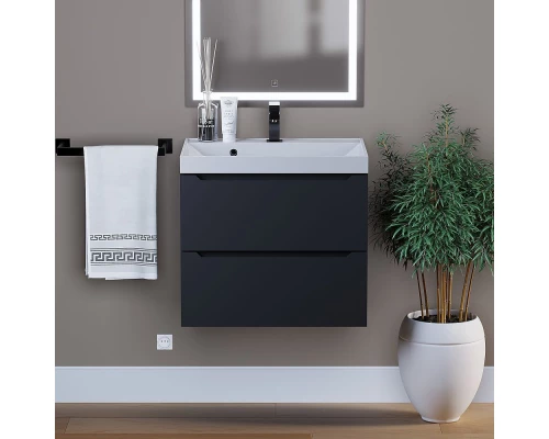 Тумба под раковину для ванной комнаты Uperwood Tanos подвесная (60 см, черная)