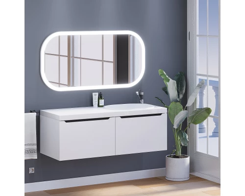 Тумба с раковиной для ванной комнаты Uperwood Tanos-Bruks (120 см, подвесная, правая, белая/графит)