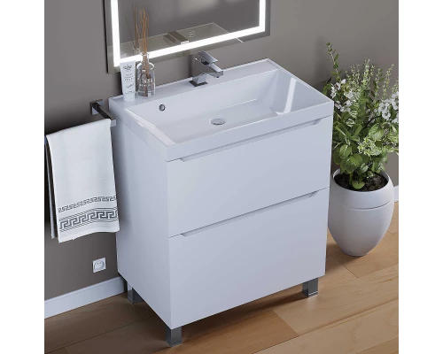 Тумба под раковину для ванной комнаты Uperwood Tanos напольная (70 см, белая, 2 ящика)