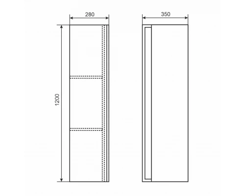 Шкаф-пенал для ванной Uperwood Barsa (35*28*120 см, подвесной, черный/дуб сонома)