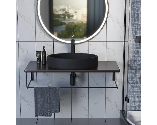 Комплект столешница для ванной Uperwood Tanos (с накладной раковиной Rome и кронштейнами 100 см, бук темный)