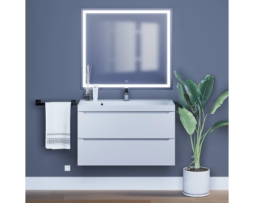 Тумба с раковиной для ванной Uperwood Tanos (90 см, подвесная, матовая, белая)