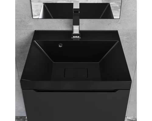 Раковина для ванной Uperwood Classic New 50 см, черная глянцевая, с накладкой для слива
