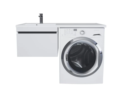 Тумба с раковиной под стиральную машину Uperwood Magenta (60/120 см, подвесная, белая/графит, выдвижной ящик, левая)