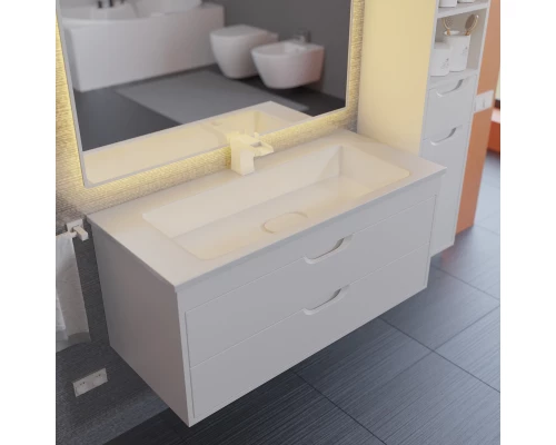 Тумба с раковиной для ванной Uperwood Modul (100 см, подвесная, матовая, белая)