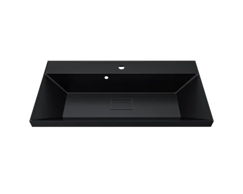 Раковина для ванной Uperwood Classic New 90 см, черная глянцевая, с накладкой для слива
