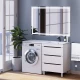 Тумба под стиральную машину Uperwood Tanos 60 см (напольная, белая/графит, с раковиной Cosmos 120 см, правая)