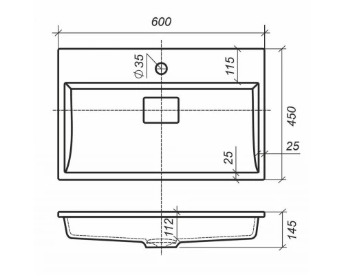 Раковина для ванной полувстраиваемая Uperwood Barsa (60 см, прямоугольная, белая)