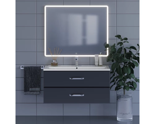 Тумба с раковиной для ванной Uperwood Foster (100 см, подвесная, черная)