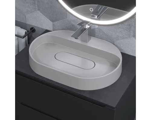 Раковина накладная кварцевая Uperwood Tanos Quartz 55х40х10 см, овальная, белая матовая, жасмин