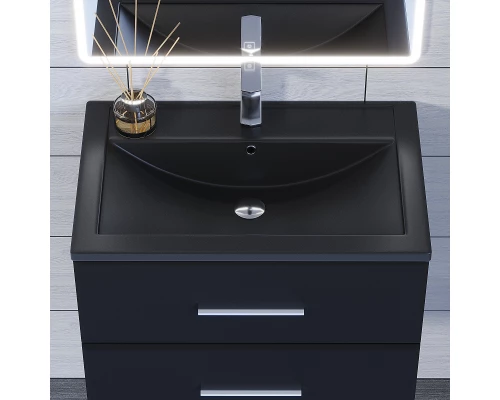 Раковина кварцевая для ванной Uperwood Foster Quartz (70 см, черная матовая, космос)