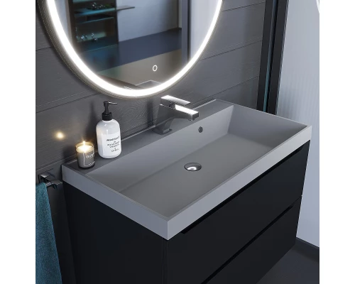 Раковина кварцевая для ванной Uperwood Classic Quartz (80 см, серая матовая, бетон)