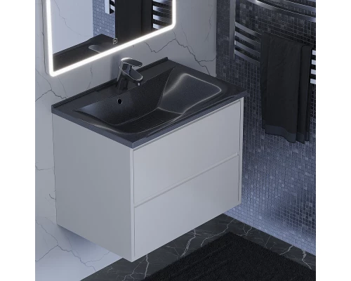 Раковина для ванной полувстраиваемая Uperwood Elen (75 см, с декоративной накладкой, черный металл)