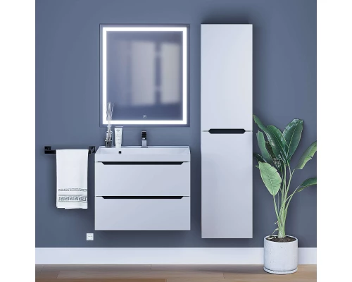 Тумба с раковиной для ванной Uperwood Tanos (70 см, подвесная, матовая, белая/графит)