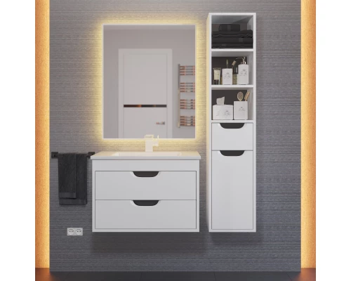 Тумба под раковину для ванной Uperwood Modul (65 см, подвесная, матовая, белая/графит)