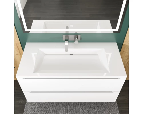 Раковина для ванной полувстраиваемая Uperwood Infinity 100х45х15,3 см, без отверстия для смесителя, белая глянцевая