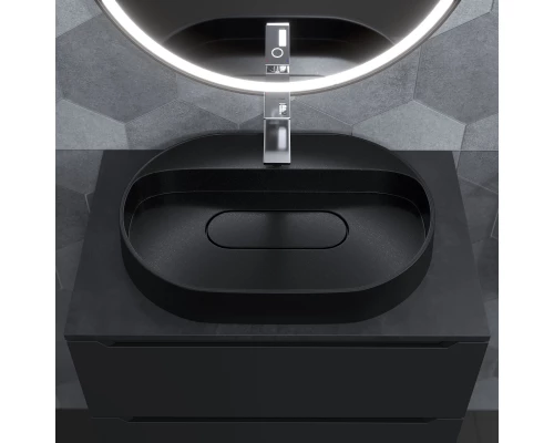 Раковина накладная кварцевая Uperwood Tanos Quartz 55х40х10 см, овальная, черная матовая, космос