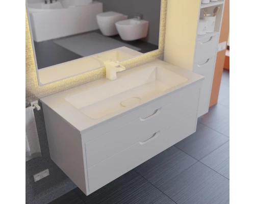 Тумба под раковину для ванной Uperwood Modul (100 см, подвесная, матовая, белая)