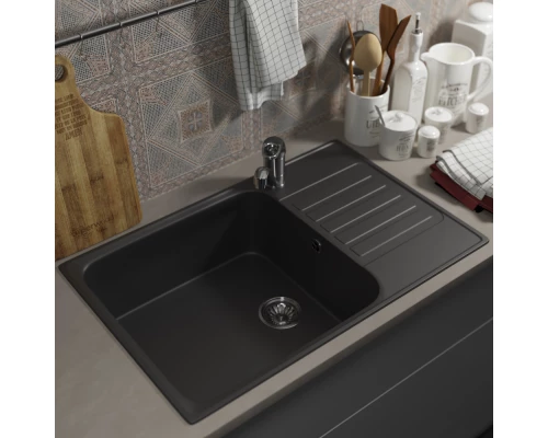 Кухонная мойка из искусственного камня Uperwood UPD-400 (прямоугольная, цвет уголь)