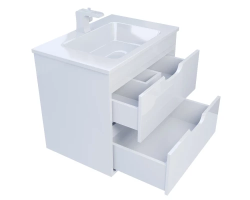 Тумба с раковиной для ванной Uperwood Modul (65 см, подвесная, глянцевая, белая)