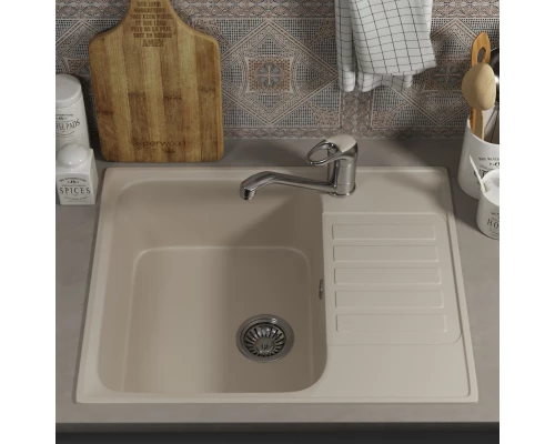 Кухонная мойка из искусственного камня Uperwood UPD-202 (прямоугольная, цвет лён)