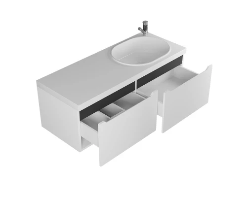Тумба с раковиной для ванной комнаты Uperwood Tanos-Bruks (120 см, подвесная, правая, белая/графит)