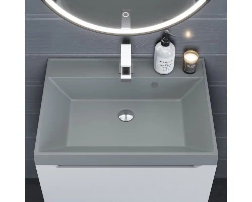 Раковина кварцевая для ванной Uperwood Classic Quartz (60 см, серая матовая, платина)