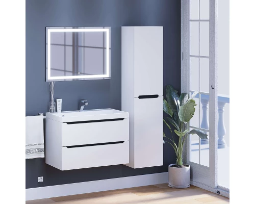 Тумба с раковиной для ванной Uperwood Tanos (80 см, подвесная, матовая, белая/графит)