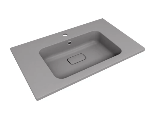 Раковина кварцевая для ванной Uperwood Lagoon Quartz (80 см, прямоугольная, серая матовая, серый шелк)