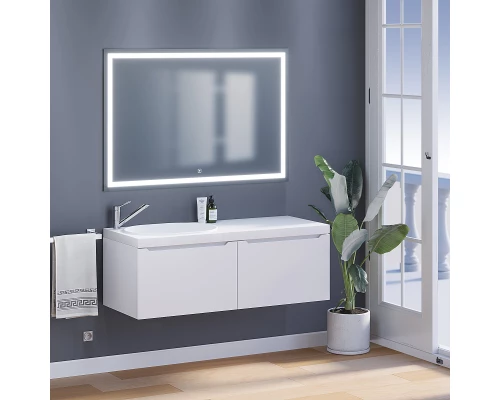 Тумба с раковиной для ванной комнаты Uperwood Tanos-Bruks (120 см, подвесная, левая, белая)