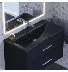 Раковина кварцевая для ванной Uperwood Foster Quartz (90 см, черная матовая, космос)