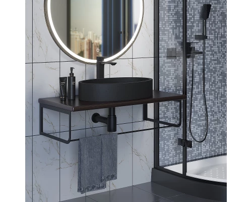 Комплект столешница для ванной Uperwood Tanos (с накладной раковиной Rome и кронштейнами 90 см, бук темный)