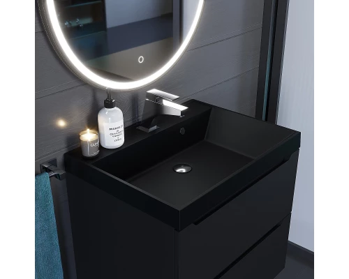 Раковина кварцевая для ванной Uperwood Classic Quartz (70 см, черная матовая, космос)