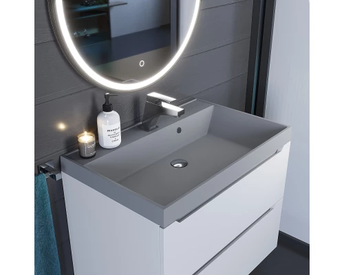 Раковина кварцевая для ванной Uperwood Classic Quartz (70 см, серая матовая, бетон)