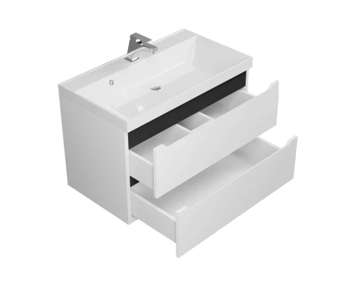 Тумба с раковиной для ванной Uperwood Tanos (80 см, подвесная, матовая, белая/графит)