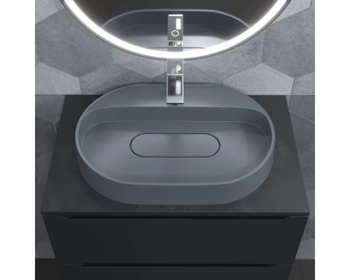 Раковина накладная кварцевая Uperwood Tanos Quartz 55х40х10 см, овальная, серая матовая, бетон