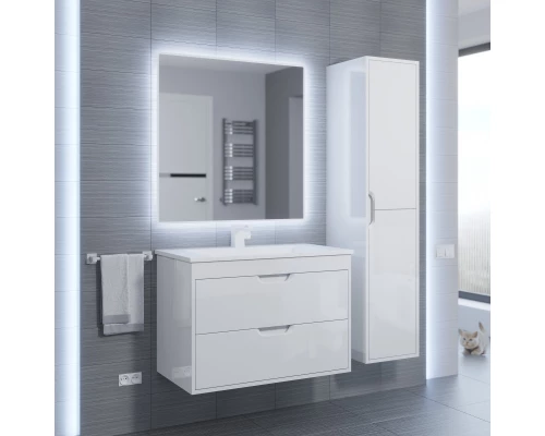 Тумба с раковиной для ванной Uperwood Modul (80 см, подвесная, глянцевая, белая)