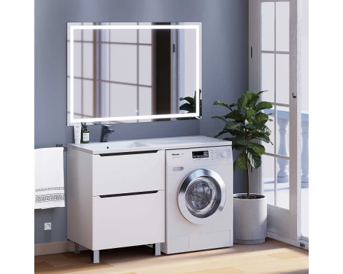 Тумба под стиральную машину Uperwood Tanos (60 см, напольная, белая/графит, 2 ящика)