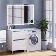 Тумба под стиральную машину Uperwood Tanos (60 см, напольная, белая/графит, 2 ящика)