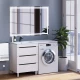 Тумба под стиральную машину Uperwood Tanos (60 см, напольная, белая/графит, 3 ящика)