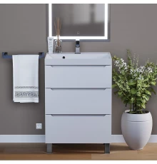 Тумба под раковину для ванной комнаты Uperwood Tanos напольная (60 см, белая, 3 ящика)
