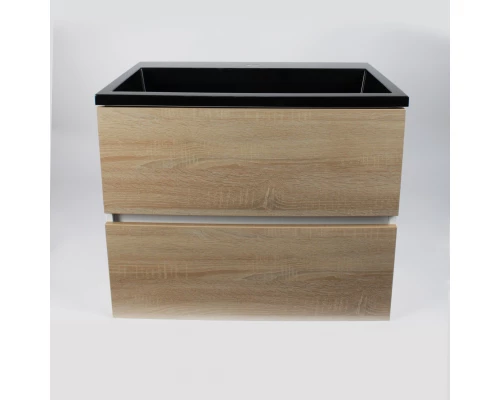 Раковина для ванной полувстраиваемая Uperwood Barsa, 70 см, прямоугольная, черная глянцевая